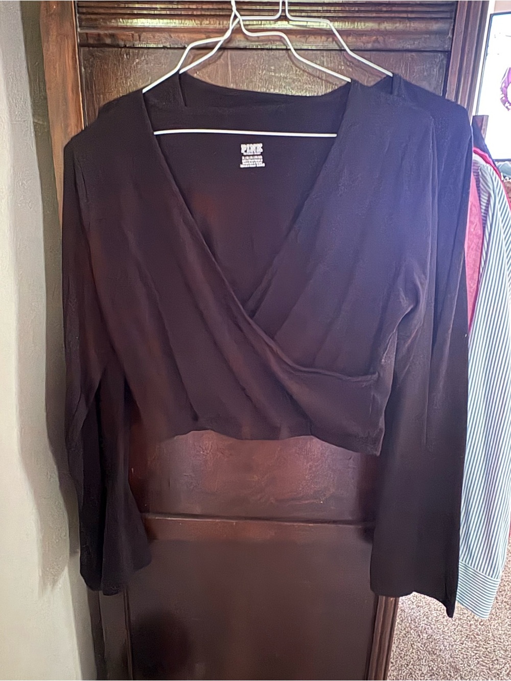 2 PINK Victoria's Secret Black V-Neck Top